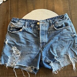 Topshop Moto Distressed Jean Shorts